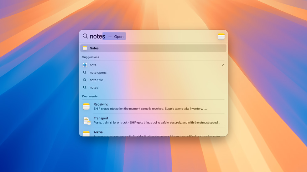 用聚焦功能搜索备忘录。