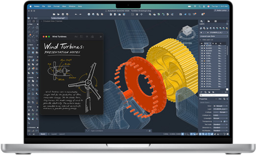 MacBook Pro 屏幕上显示 Autodesk AutoCAD app