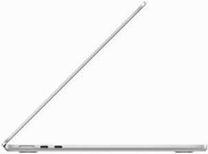 银色 MacBook Air 侧面视图