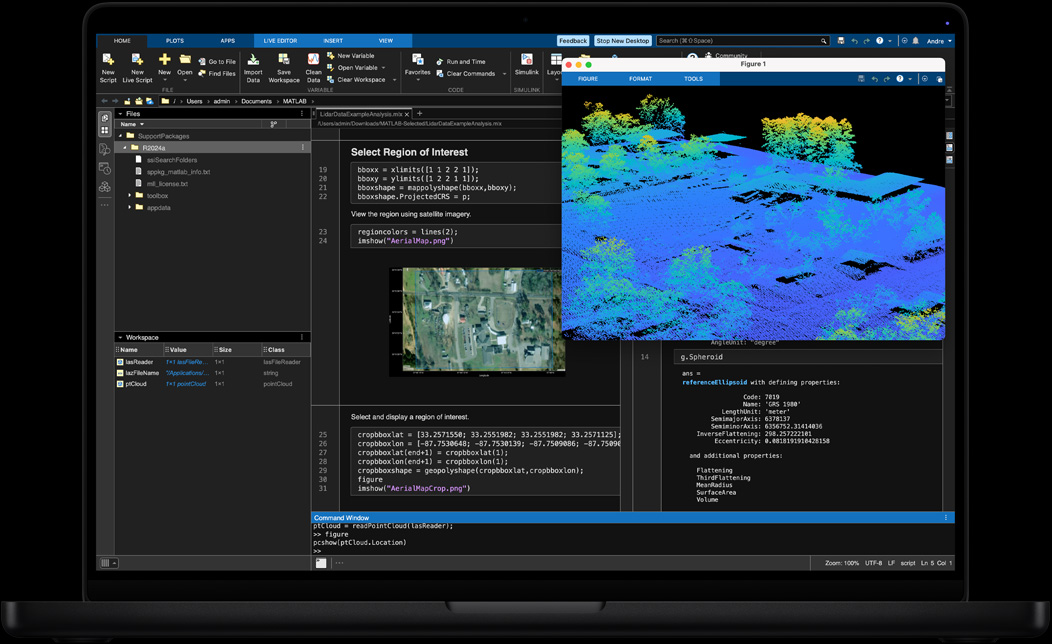 MacBook Pro 屏幕展示用 MATLAB 处理和呈现地理空间数据