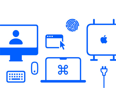 个人设置辅导标志，以及鼠标和键盘等 Mac 相关的各种图标。